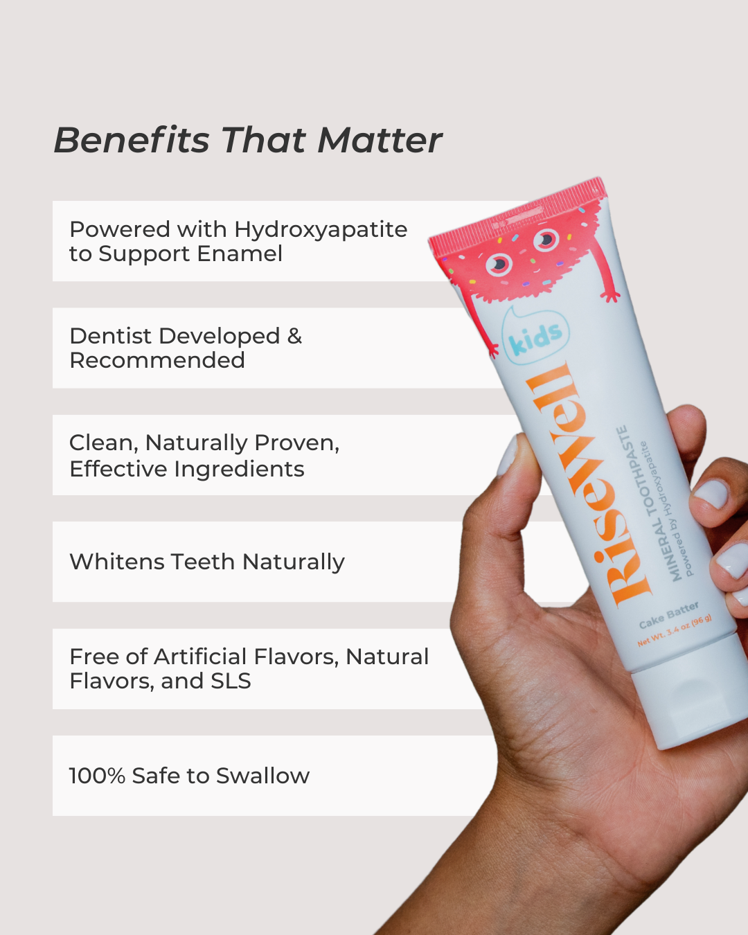 RiseWell Mineral Toothpaste Kids, Cake Butter 96g — foto 3