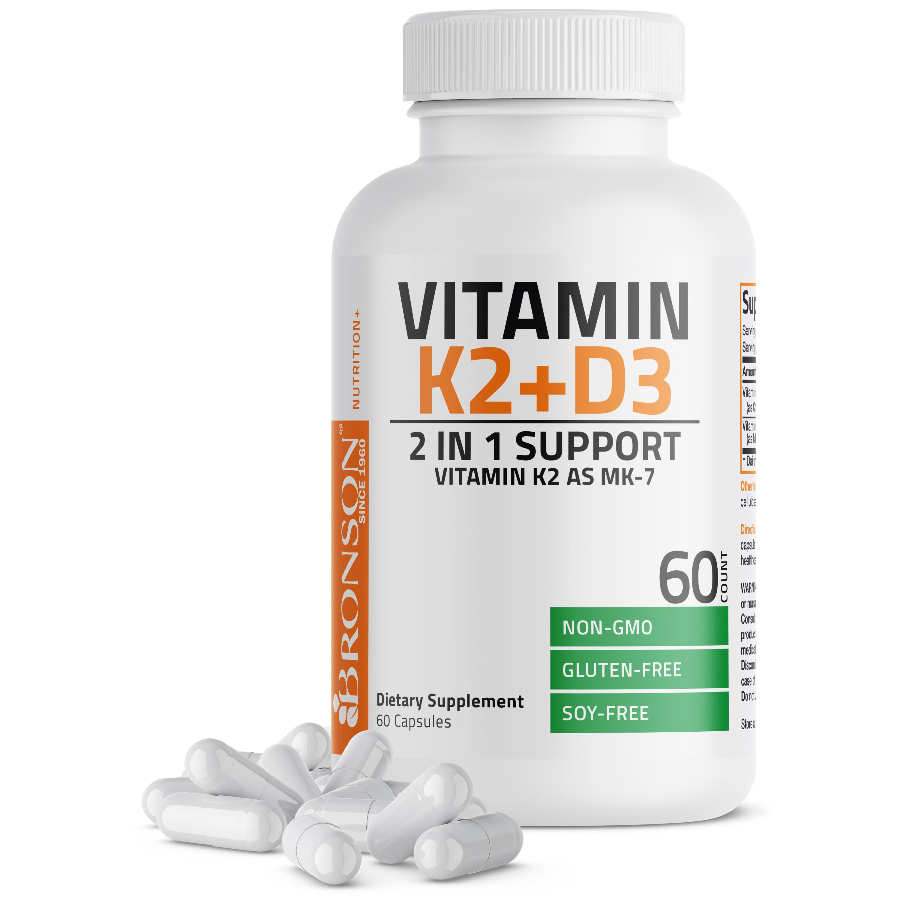 Bronson, Vitamin K2 + D3, 60 Caps — foto 5