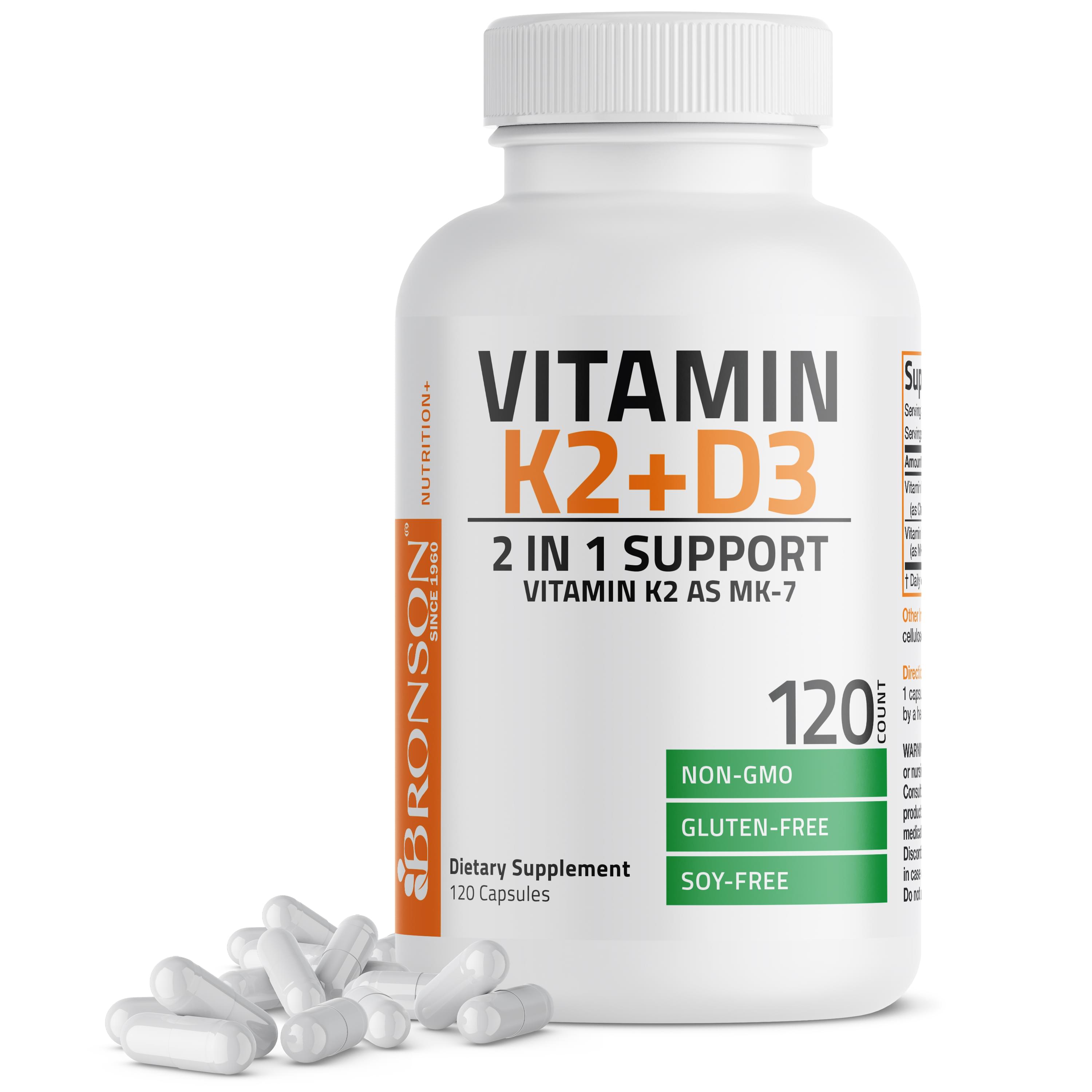 Bronson, Vitamin K2 + D3, 120 Caps