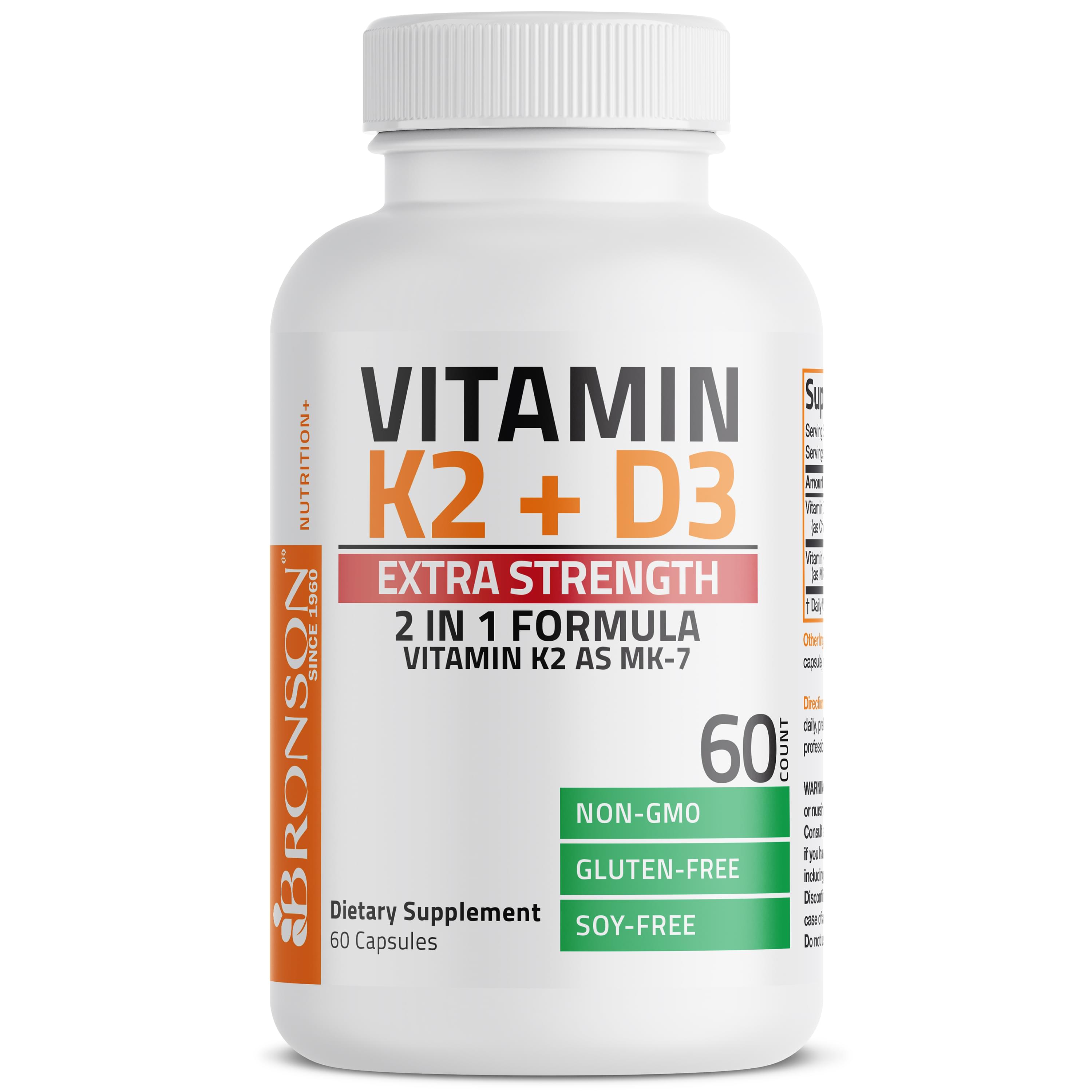 Bronson, Vitamin K2 + D3, Extra Strength, 60 Caps — foto 3