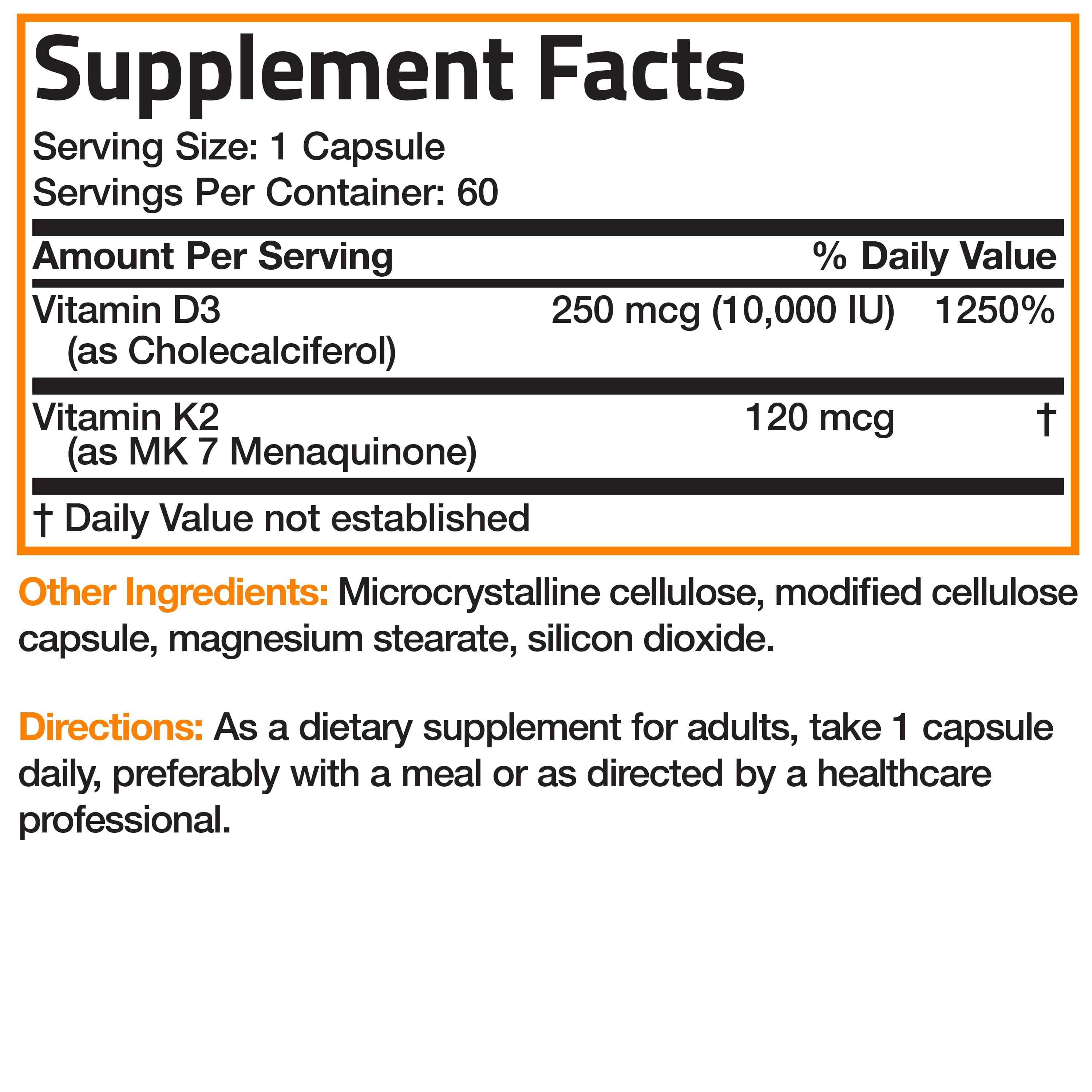 Bronson, Vitamin K2 + D3, Extra Strength, 60 Caps — foto 6