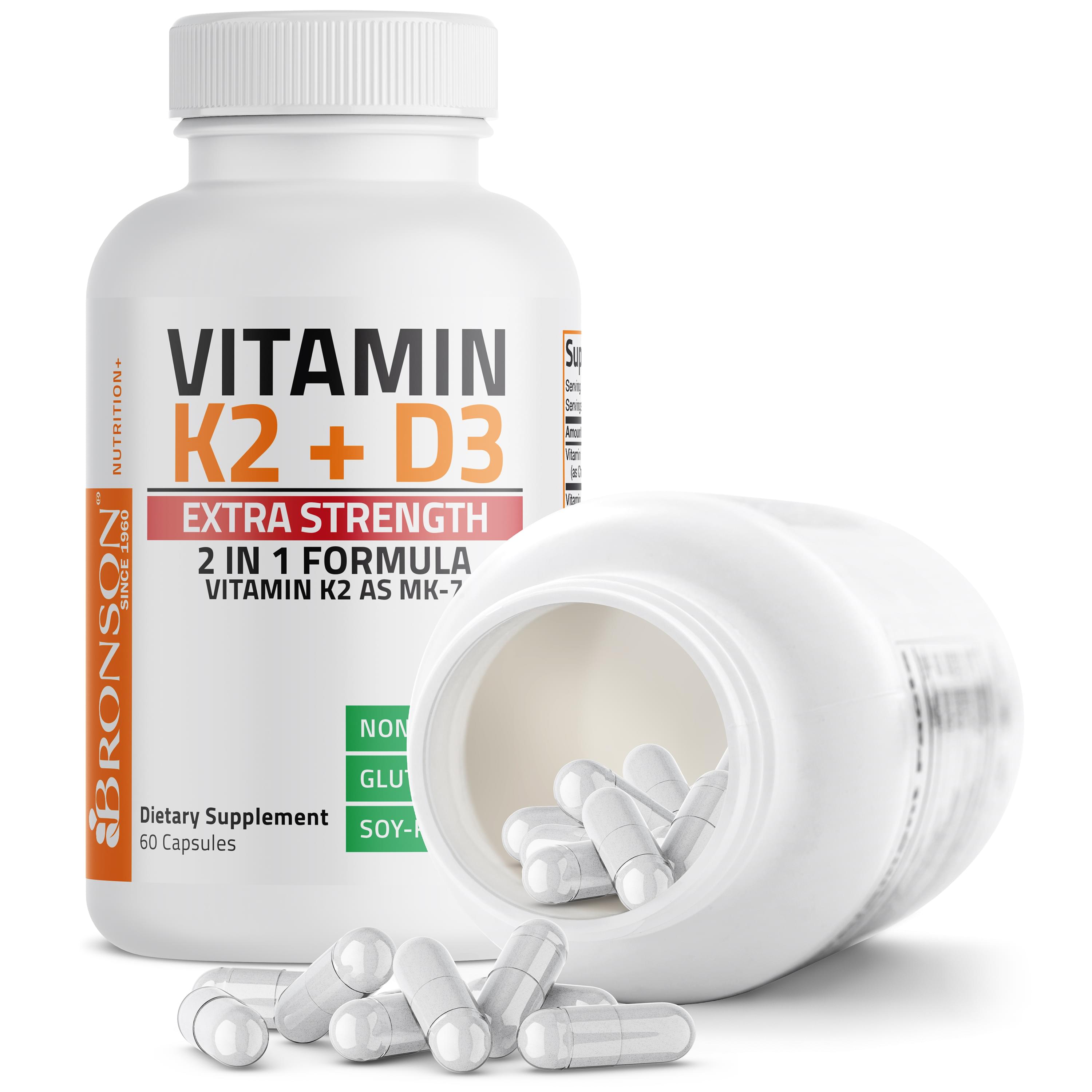 Bronson, Vitamin K2 + D3, Extra Strength, 60 Caps — foto 4