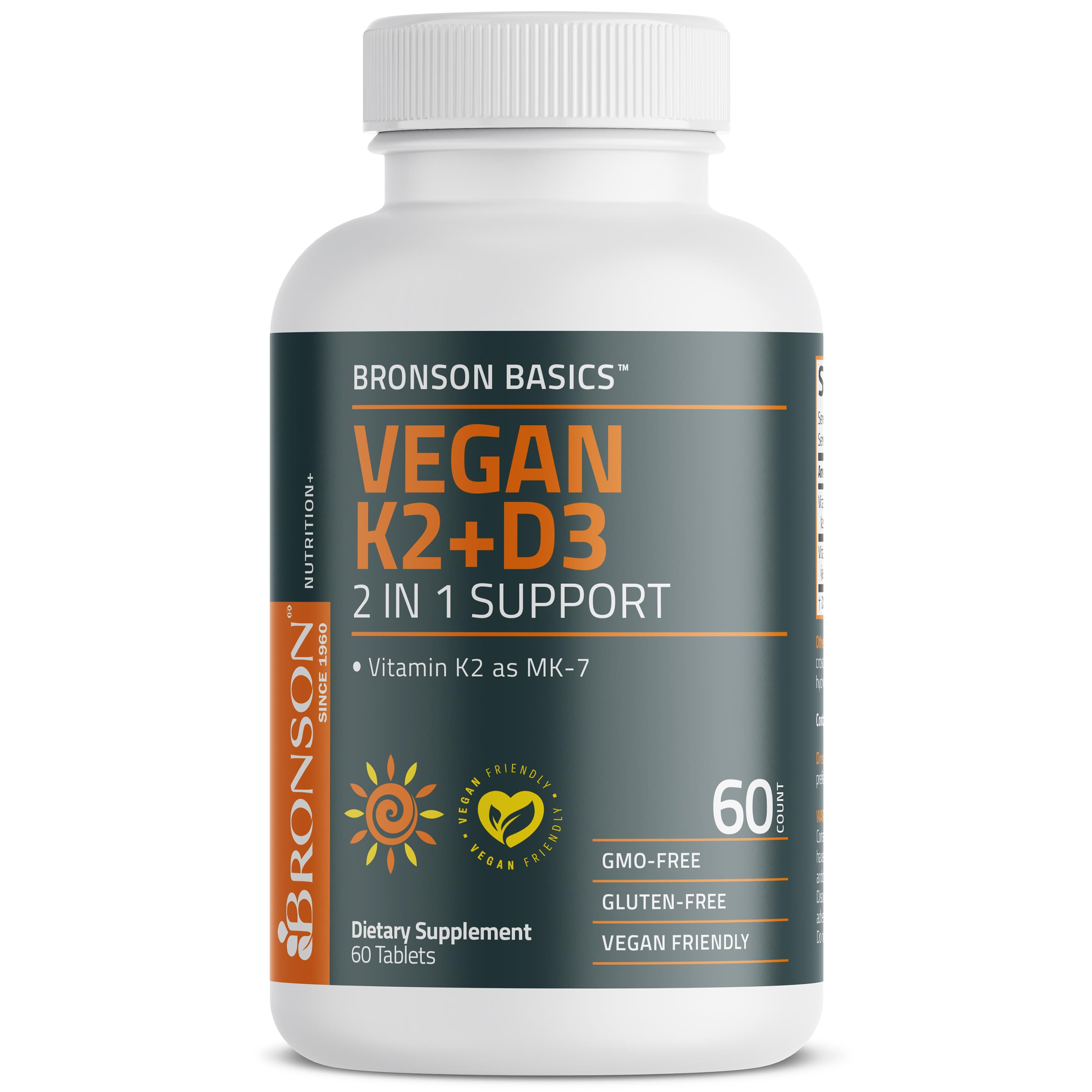 Bronson Basics, Vegan K2 + D3, 2 in 1 Support, 60 Tablets