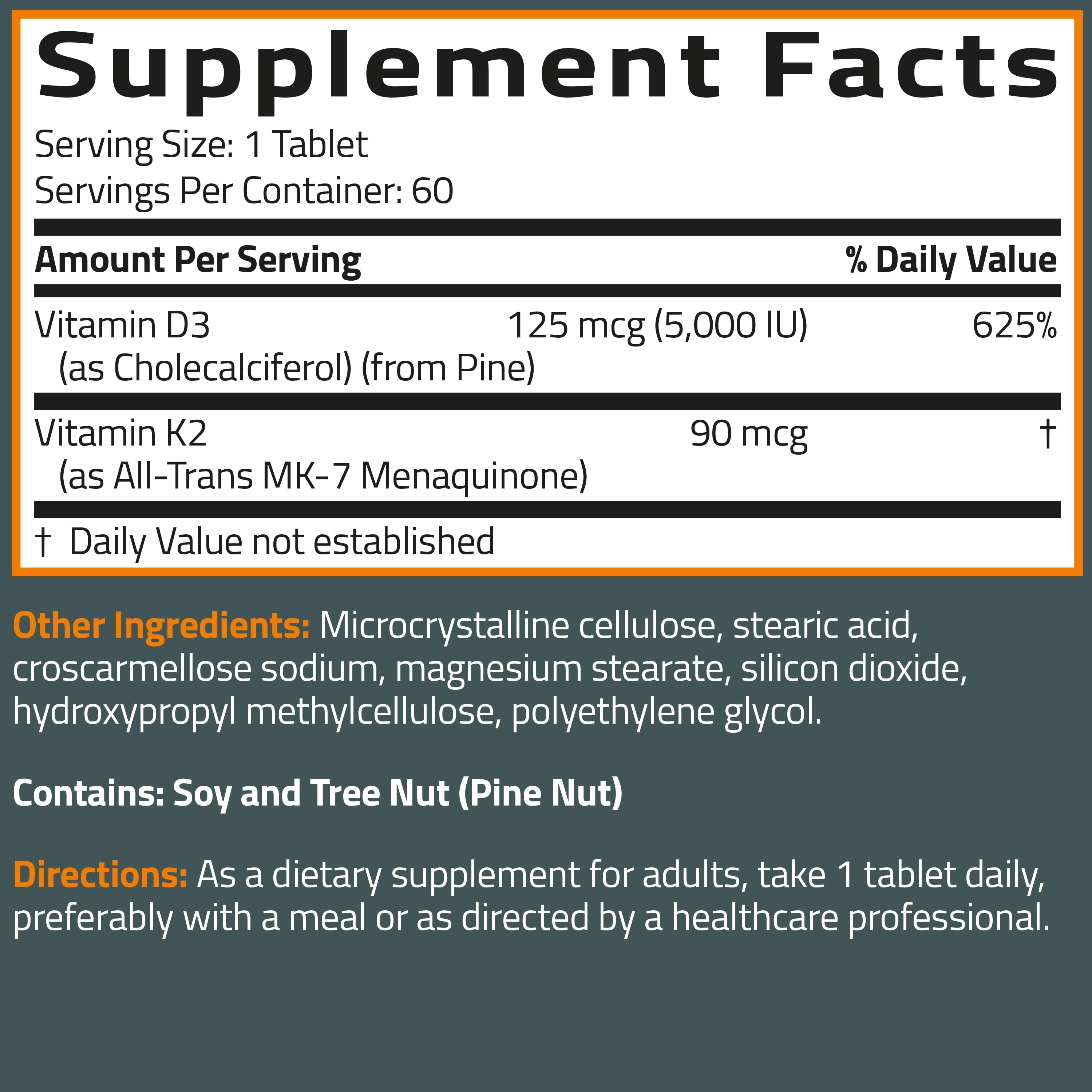 Bronson Basics, Vegan K2 + D3, 2 in 1 Support, 60 Tablets — foto 4